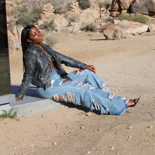 Broken Jeans Women's Street Fashion Fringe Micro-large Pant