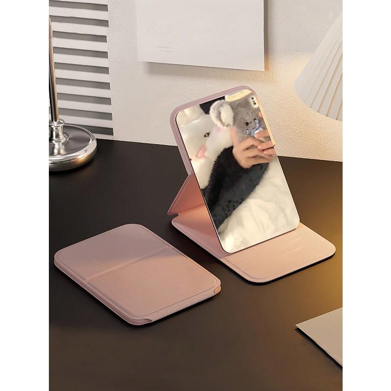 Portable Makeup Mirror, Solid Color, Simple, Portable, Foldable, Cute Pocket Mirror,Suitable