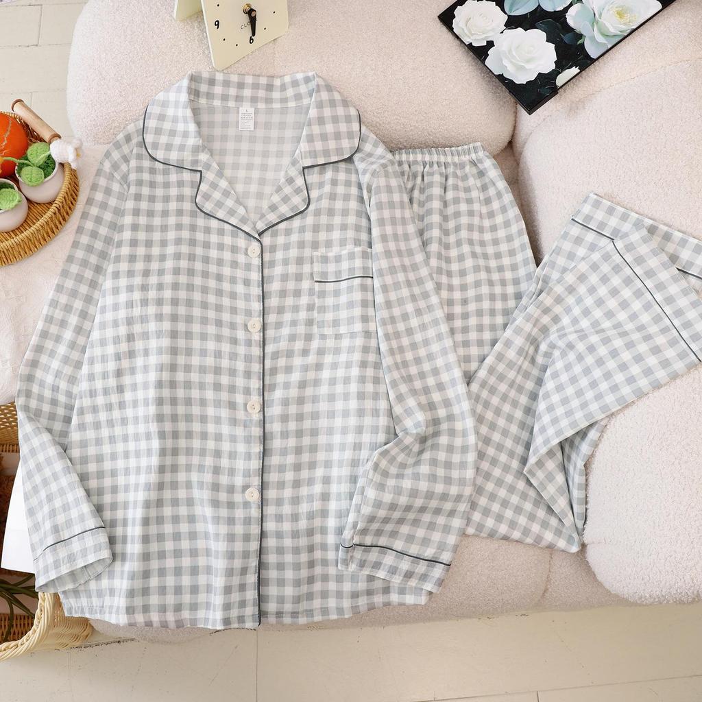 2025 Wiosna/Jesień Uroczy Bawełniany Zestaw Piżamy w Chmurki dla Dziewczynek - Długi Rękaw i Spodnie, Do Noszenia na Zewnątrz