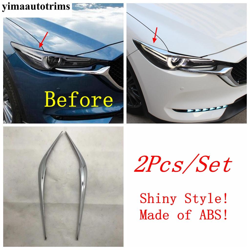 Front Head Light Eyebrow Strip / Rear Lamp Eyelid Decoration Cover Trim Carbon Fiber Accessories For Mazda CX-5 CX5 2017 -