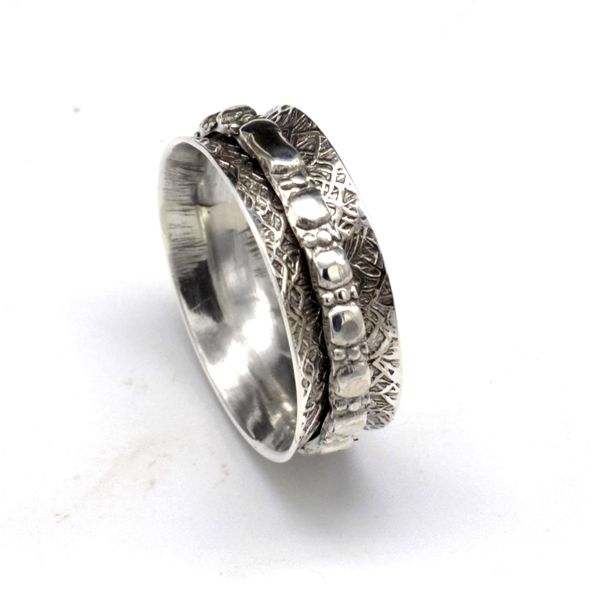 

Кольцо беспокойства из стерлингового серебра 925 пробы, женское кольцо-спиннер ручной работы с тревогой