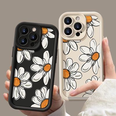 Floral Pattern Shockproof Phone Case For iPhone 16 Pro Max 15 14 Pro 13 12 11 XS XR 8 7 Silicone Matte Shockproof TPU Soft Bumper Cover