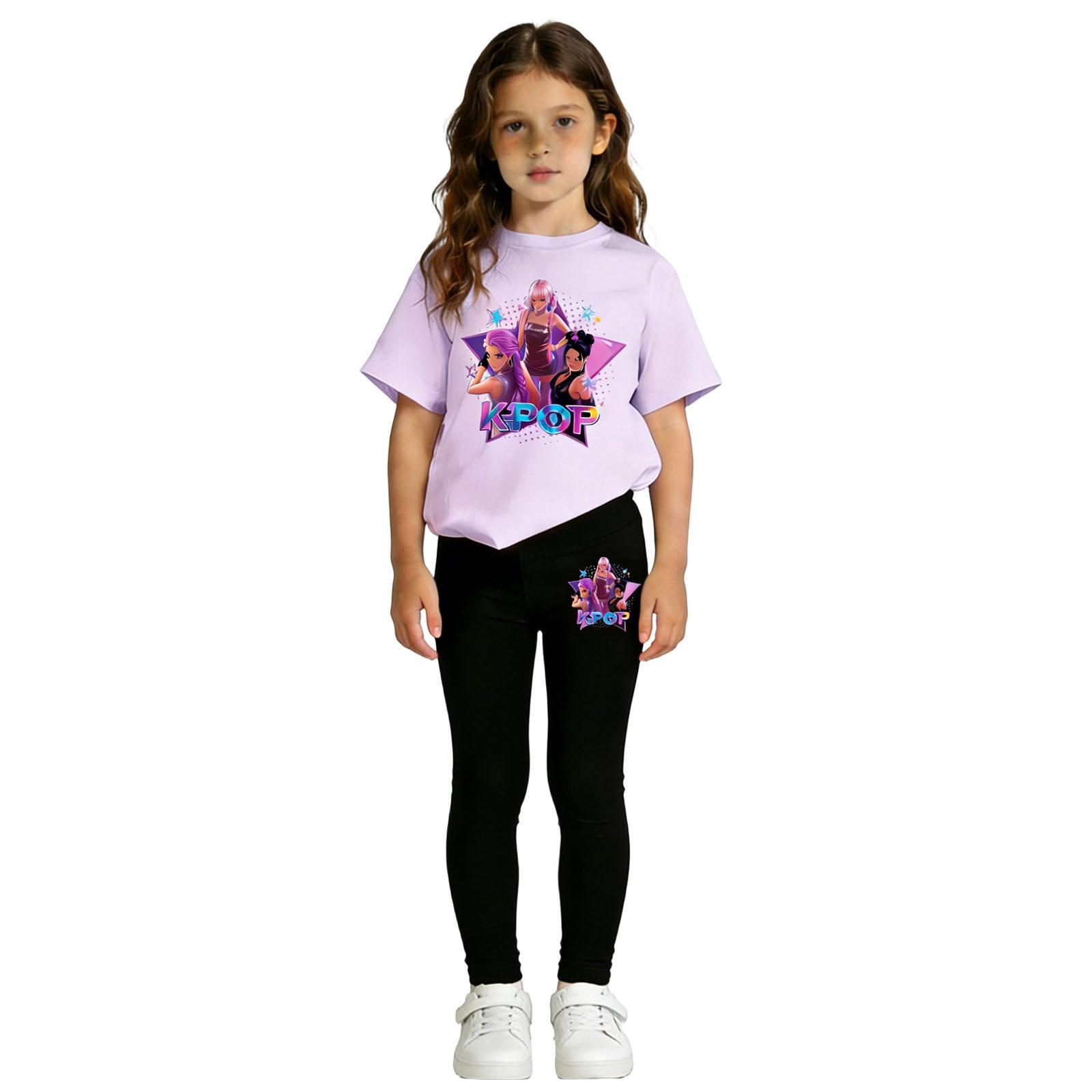 Children s Fashionable Casual Printed Short-Sleeve Top and Pants Two-Piece Set 150