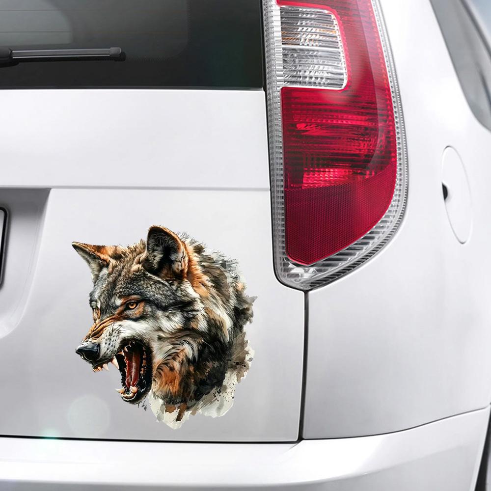 QT2461#A Fierce Wolf Waterproof Car Decorative Decal, Suitable for Cars, Laptops, Bumpers, Glass Window Sticker
