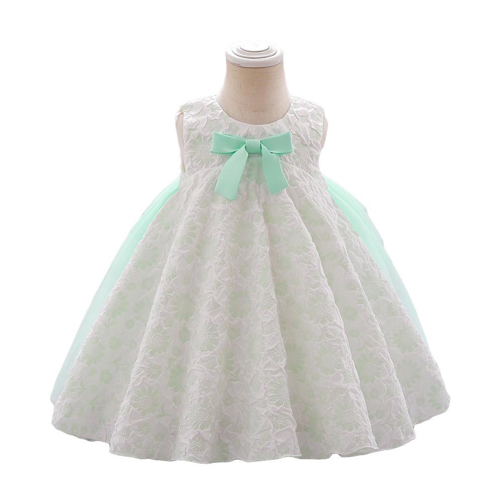 New Baby's First Birthday Dress: Infant Flower Bow Puffy Skirt Banquet Dress