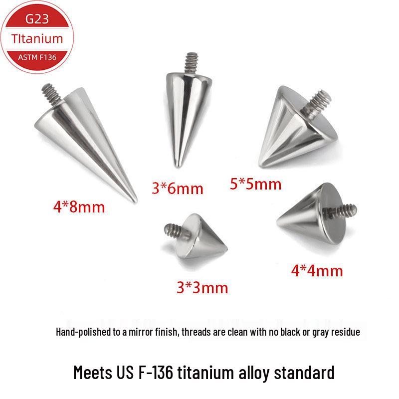 Implant Grade F136 Titanium Alloy Cone Stud: External Thread Jewelry for Ears, Eyebrows, Tongue, and Lip