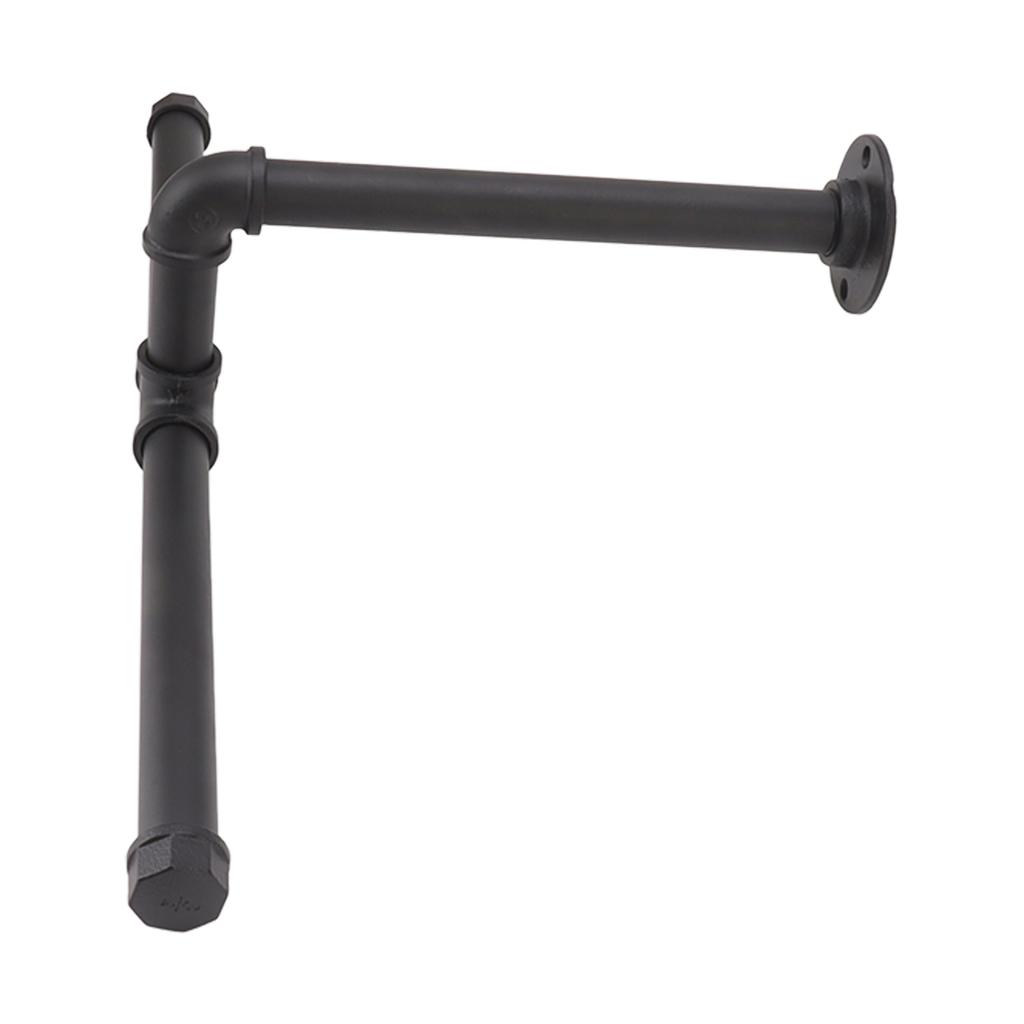Wall Mount Clothes Rack Floating Iron Pipe Coat Hat Rack Multifunctional Clothing Hanger Black