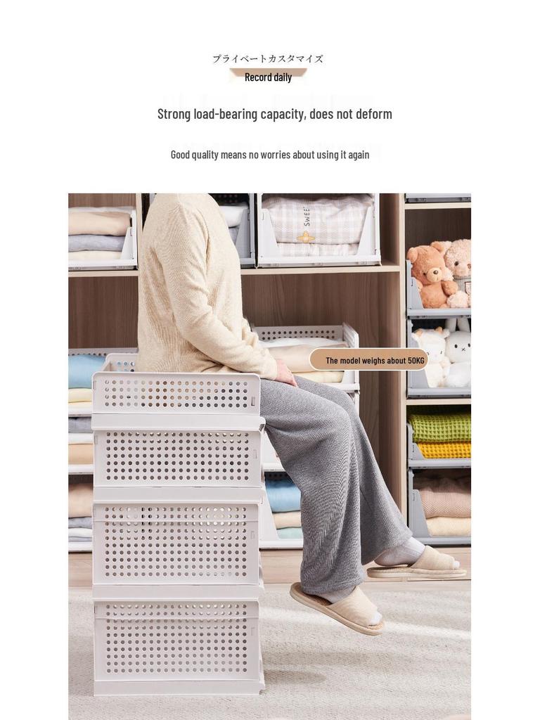 Multi-Model Plastic Clothing Folder: Drawer-Type Layered Storage Organizer with Built-in Shelf for Wardrobes