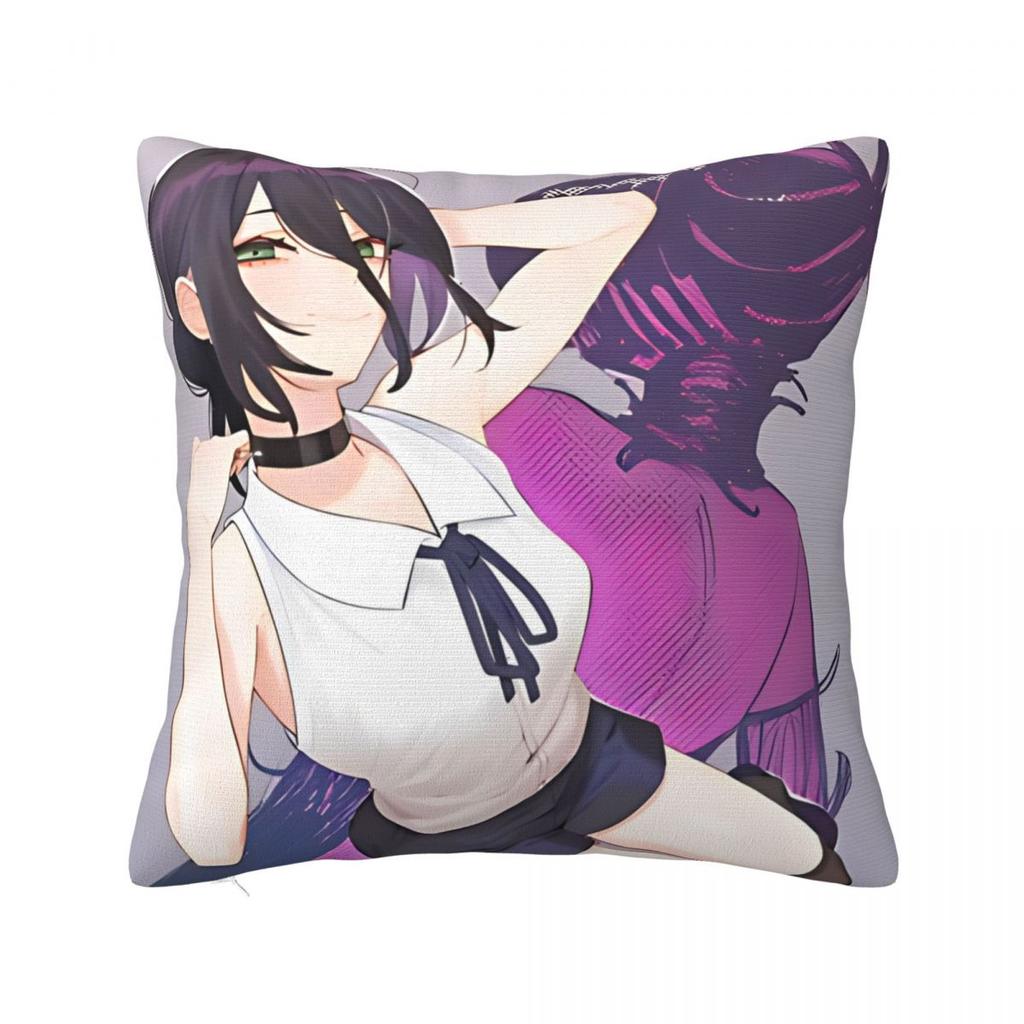 Chainsaw Man Reze Pillow Cases Makima Power Aki Denji Cushion Covers Novelty Throw Pillow Case Cover For Living Room 18"X18"