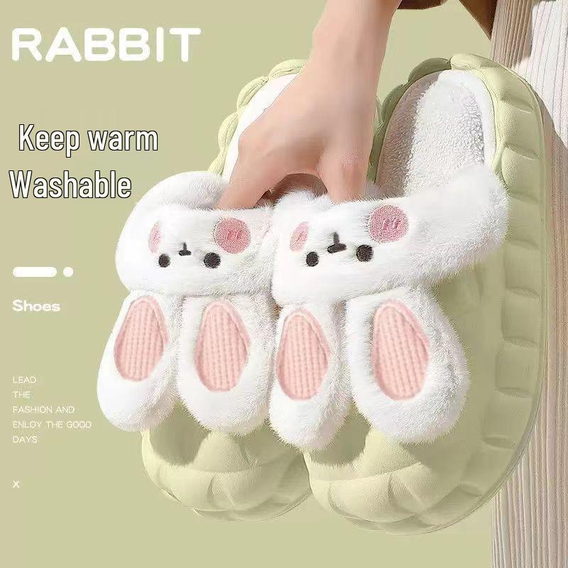 

Rabbit s Winter Indoor Non-Slip Waterproof Slippers: Removable, Warm, Thick-Soled Cotton Shoes for Home Use 40-41