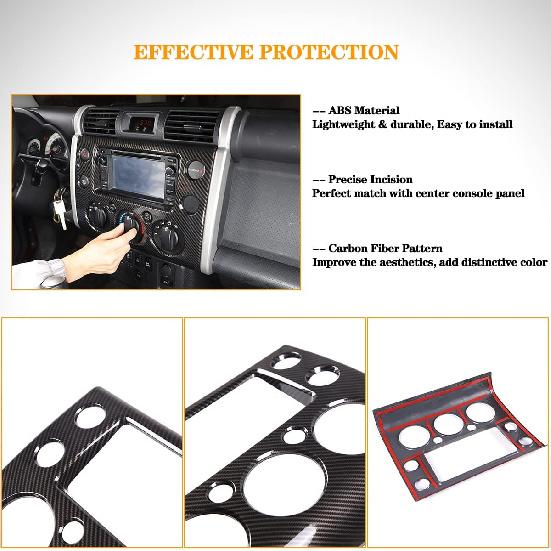 Fit for Toyota FJ Cruiser 2007-2021 Center Console Panel Trim Cover, ABS Center Console GPS Navigation Panel Frame Molding Sticker Trim, 1PCS (Carbon
