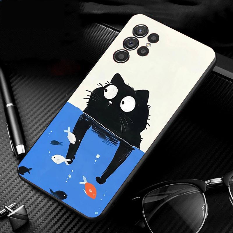 

Phone Case For Samsung Galaxy S25 S24 S23 S22 S21 Ultra S24 S23 S22 S21 S25 Plus S24 S20 FE Cartoon Black Cats S24Ultra
