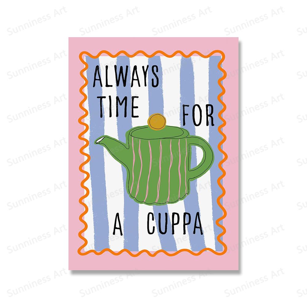 Funny Kitchen Print Espresso Coffee Tea Cup Candles Champagne Wine Posters Wall Art Canvas Painting for Diner Room Decor Picture