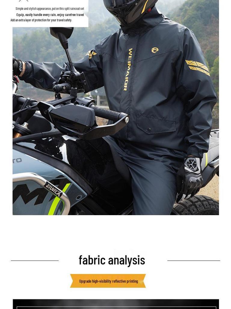 Fato de Chuva Masculino para Motocicleta: Conjunto de Jaqueta e Calça Divididos para Entregadores de Comida, Proteção Contra Tempestades
