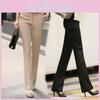 Woman Pants Pencil Solid Mid Waist Long Casual Black Elegant Pants Leisure