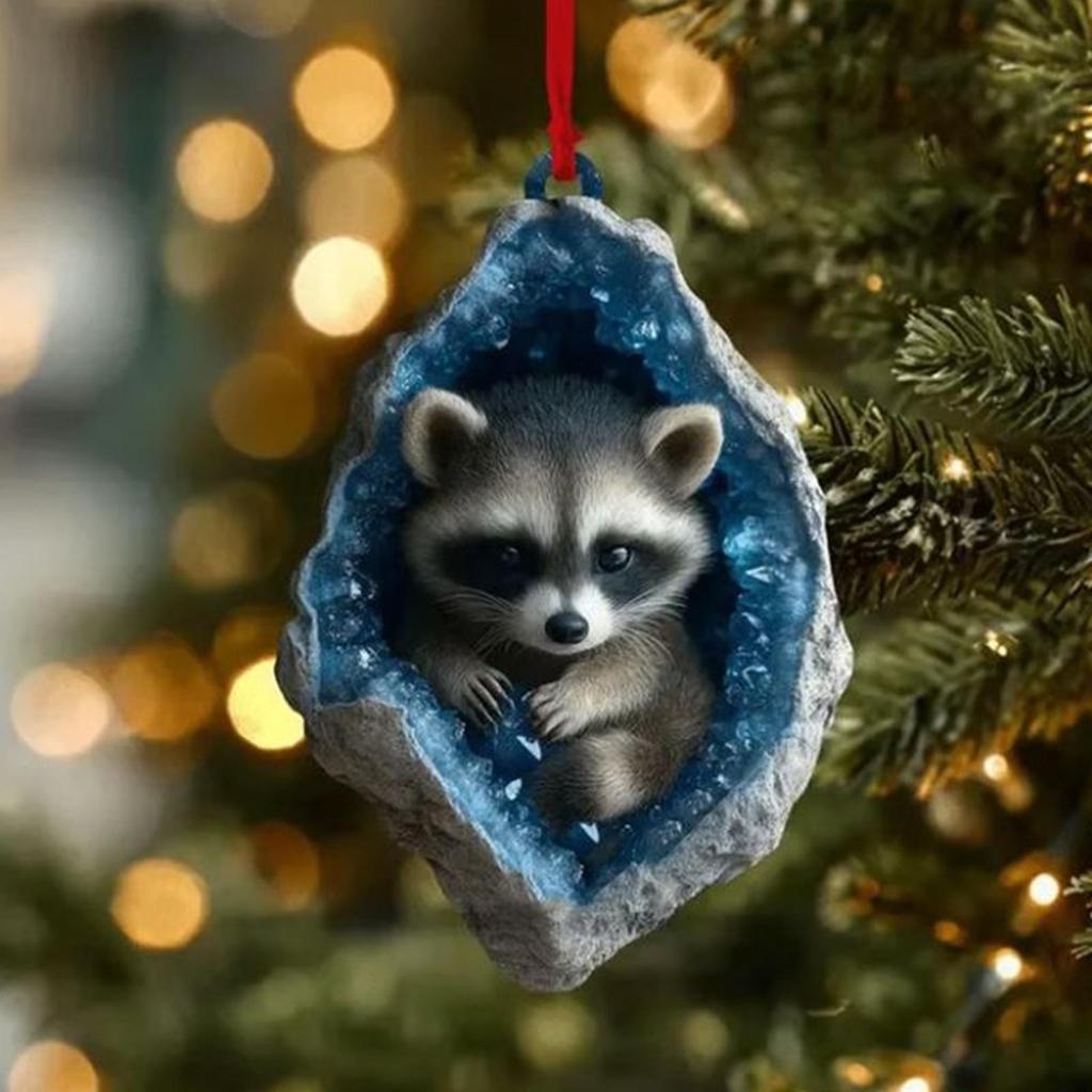 Christmas Ornaments 4inch Animal in Hole Pendants Christmas Decor for Tree 2D Acrylic Figurine Charm Pendant Decor for Home