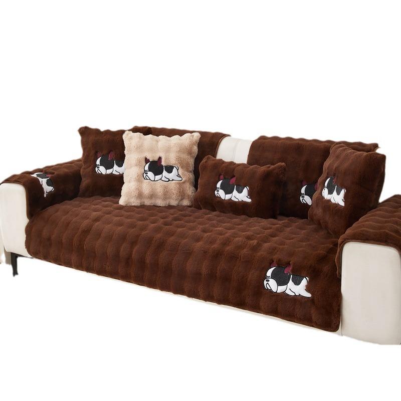 New Plush Sofa Cushion Autumn And Winter Non-Slip Seat Cushion Thickened Winter Leather Sofa Cover Backrest Cover Cloth Towel