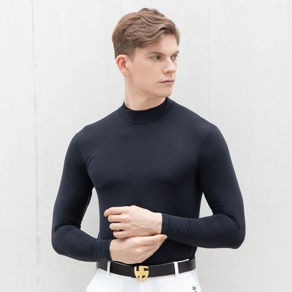 A Wave Men S High-Neck Cooling Innerwear Golf Park Golf Cool T-Shirt Black Black/Men S Black_95_M