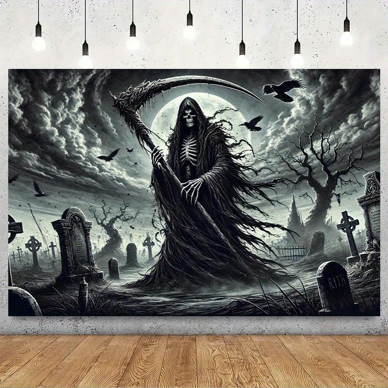 Appendi arazzo Scena Spettrale del Cimitero con Mietitore della Morte Versatile Sfondo Per Casa Camera da Letto Decorazione Interna/Esterna