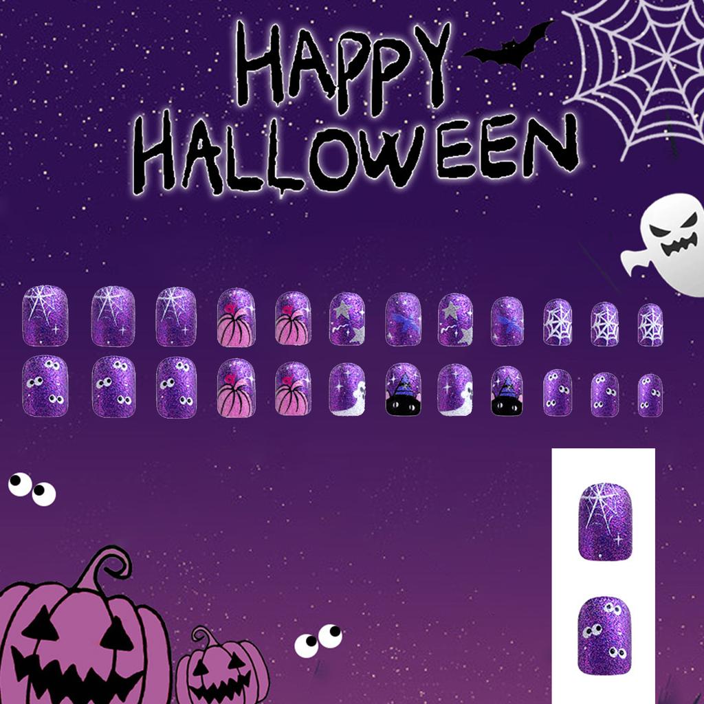 Halloween False Nail Plastic Nail Stickers Featuring Ghostly Bat Pumpkin Designs For Costume Party Beauty Access