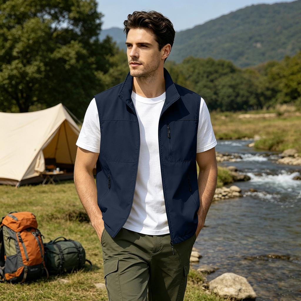 Gilet Leggero da Uomo per Esterno Asciugatura Rapida Multitasche Gilet da Pesca Impermeabile Giacca Senza Maniche da Escursionismo per Viaggio Campeggio