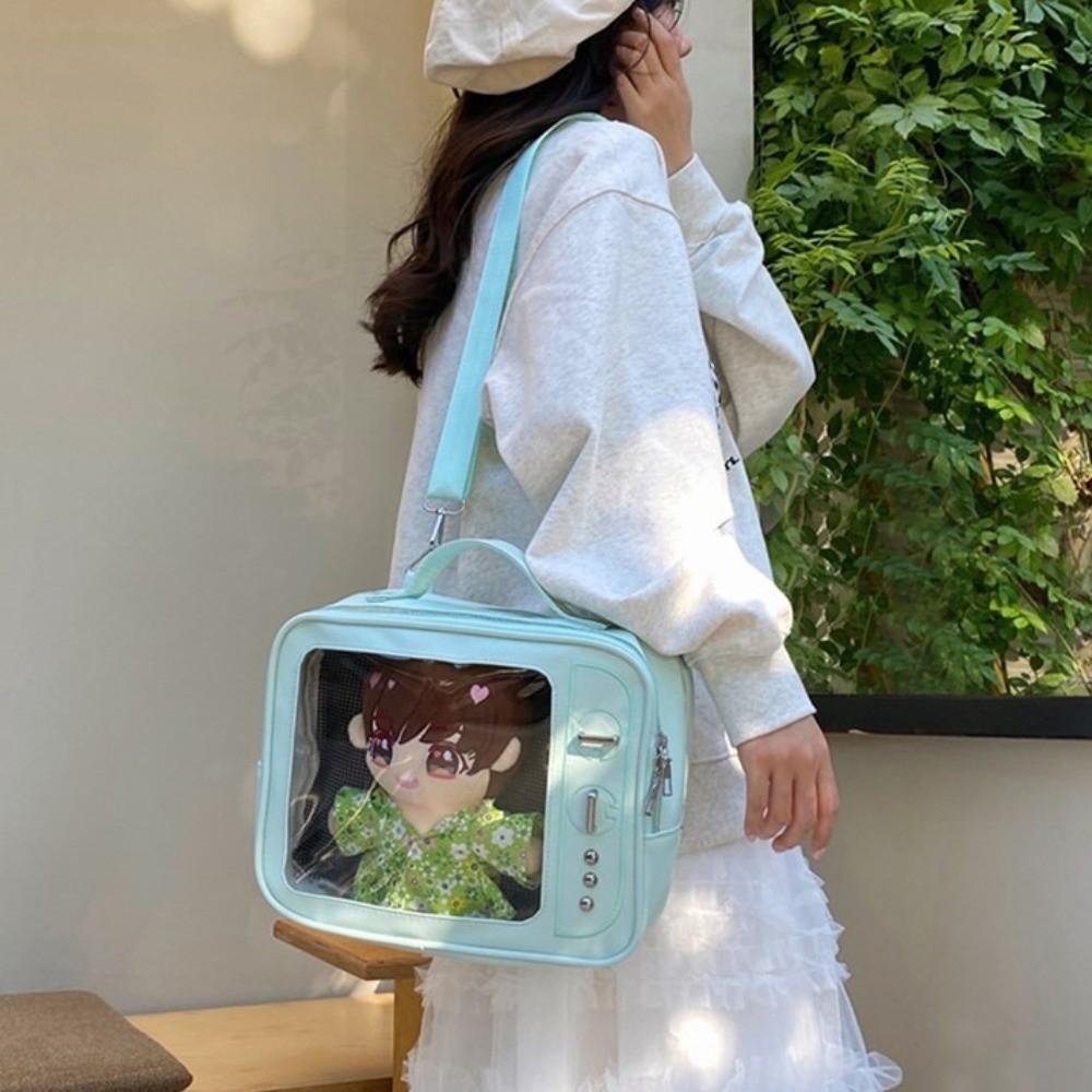 Large Capacity Transparent Layer Ita Bag PU Shoulder Bag Fashion TV Model Backpack DIY