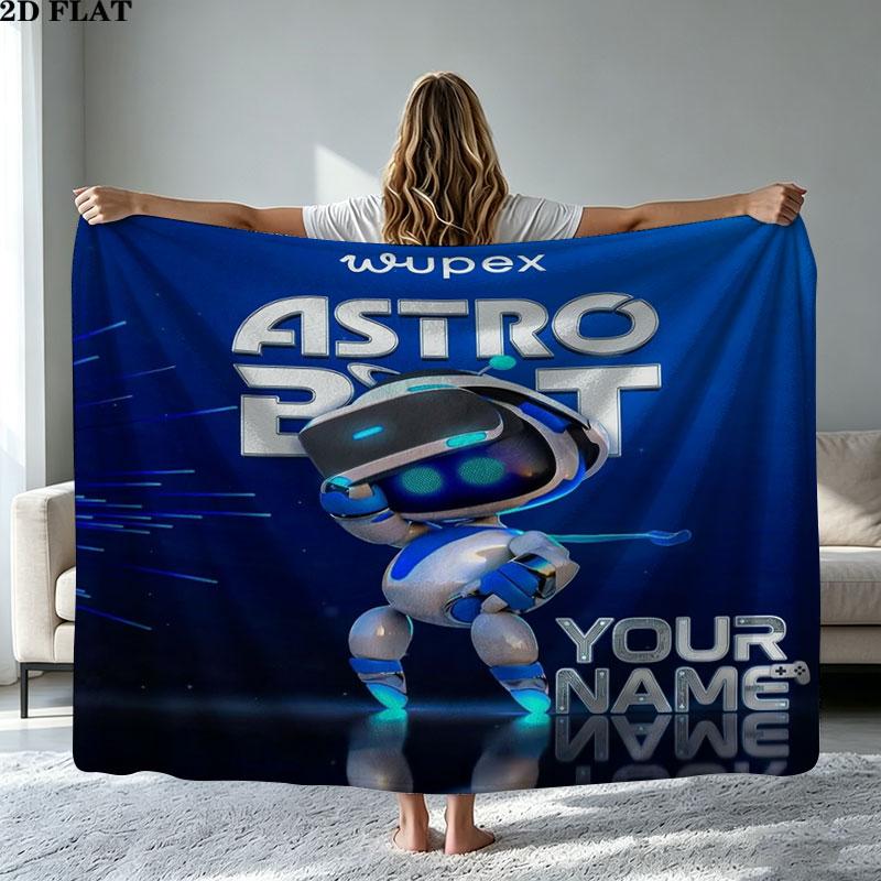 1PC ASTRO BOT Custom Name Patterned Flannel Blanket Suitable For All Seasons for Home Decor Warmth and Comfort Gifts Holiday Present