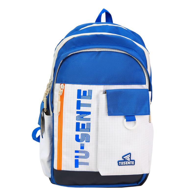 

Contrast Color Letter Printing Waterproof Backpack Student Schoolbag Large Capacity Computer Bag синий