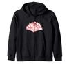 Beautiful Japanese Retro Fan Cherry Blossom Gift Hoodie Zip-Up