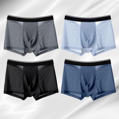 Pánské tenké modální boxerky z ledového hedvábí - Prodyšné, pohodlné, síťované spodní prádlo z bambusového vlákna