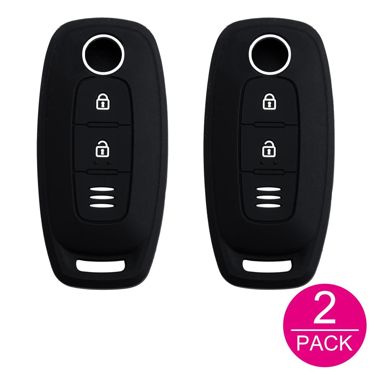 

2x Silicone Key Fob Cover Case Holder Keychain For Nissan Rogue X-Trail Qashqai Ariya Kicks Pathfinder Juke Sentra Versa Serena NO Keychain