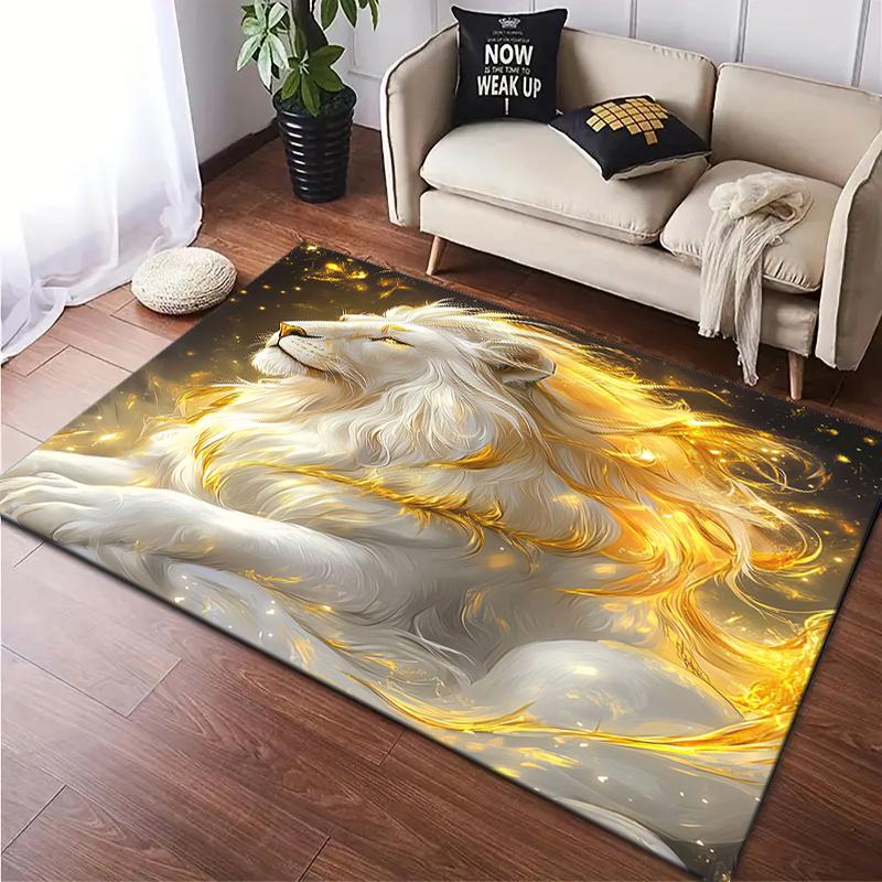 1PC Lion pattern printed Carpet Rug for Living Room Bedroom Home Sofa Decoration,Non-slip Floor Mat Floor mat