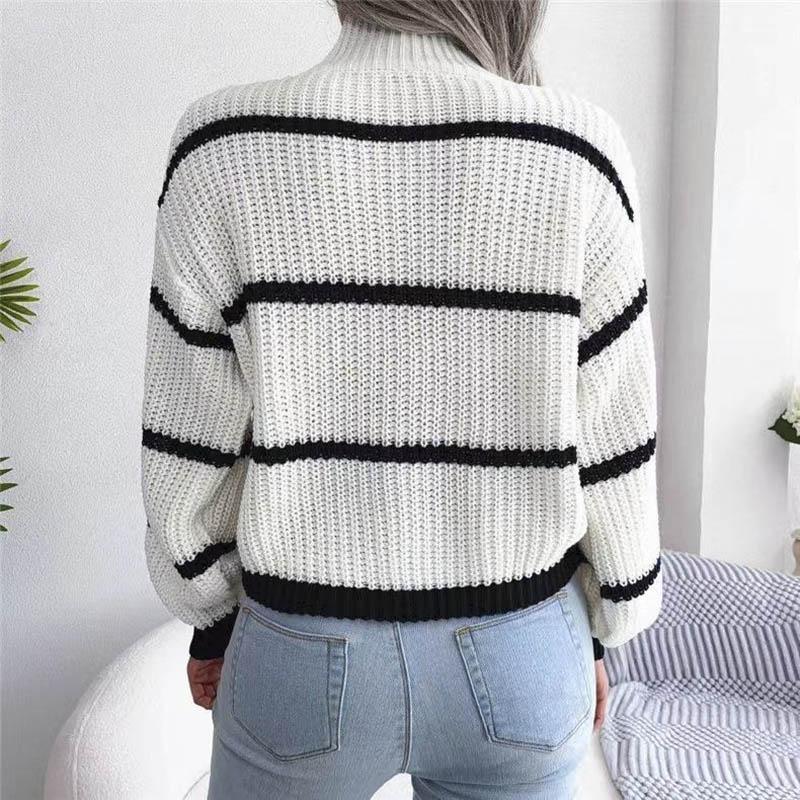 Fashion Women Sweaters 2023 Autumn Winter New Solid Color Long Sleeved Sweater Loose High Neck Warm Pullover Knitwears Tops