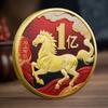 Dekoracja Monety 2026 Zodiak Koń Kolorowy Medal Pamiątkowy Rok Konia Urodziny Mały Prezent Rzemiosło Metalowe Pamiątka z Wydarzenia