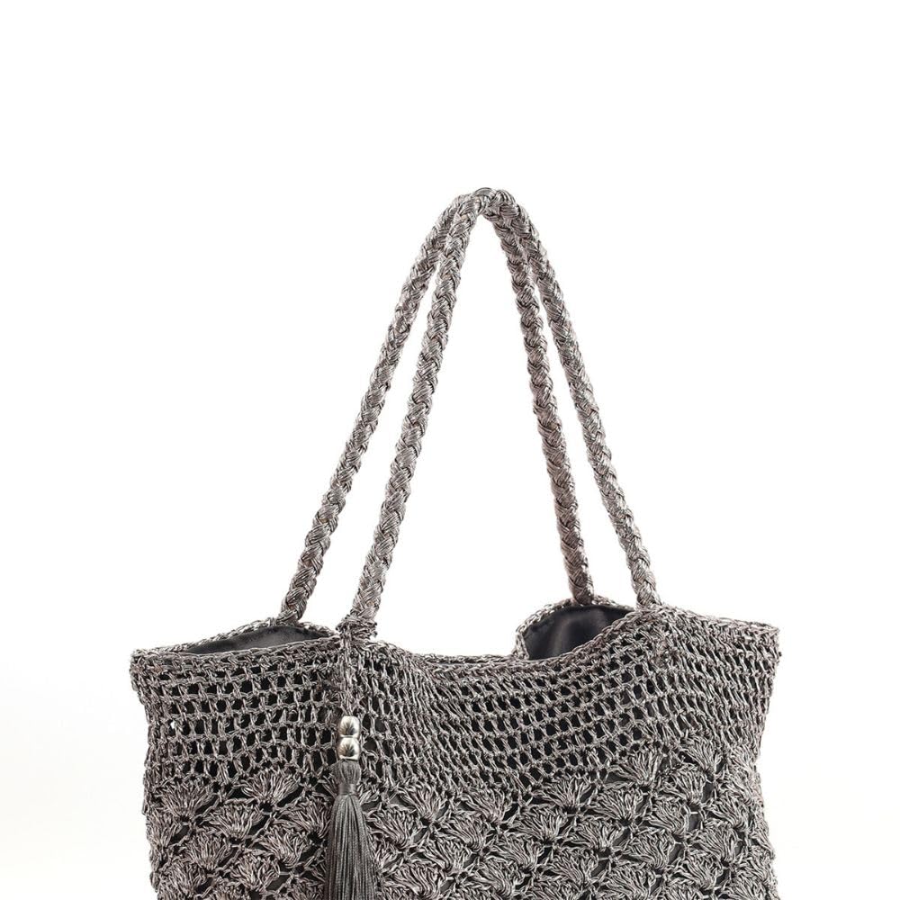 Cuco Metallic Knit Tote Bag 2513112001 Silver (906)