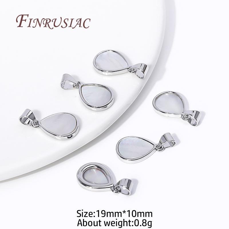 

Trendy Rhodium/18K Gold Plated Natural Shell Drop Shape Charms Pendants For Necklace Making DIY Jewelry Accessories 1 Piece