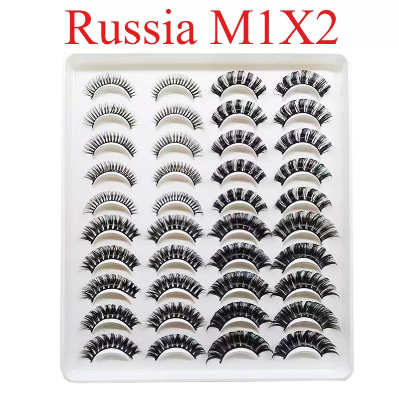 

20 пар завитых 3D накладных ресниц из синтетического волокна, ручной работы, многослойные, густые