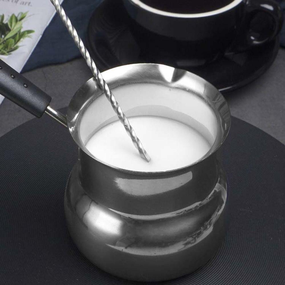 Long Handle Milk Saucepan with Lid Chocolate Melting Pan Portable Turkish Coffee Pot Camping