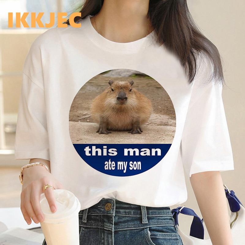 

Capybara Футболка Футболка Женщины Японский Винтаж Графические Тройники Женщины Футболка Кроп Топ Винтаж