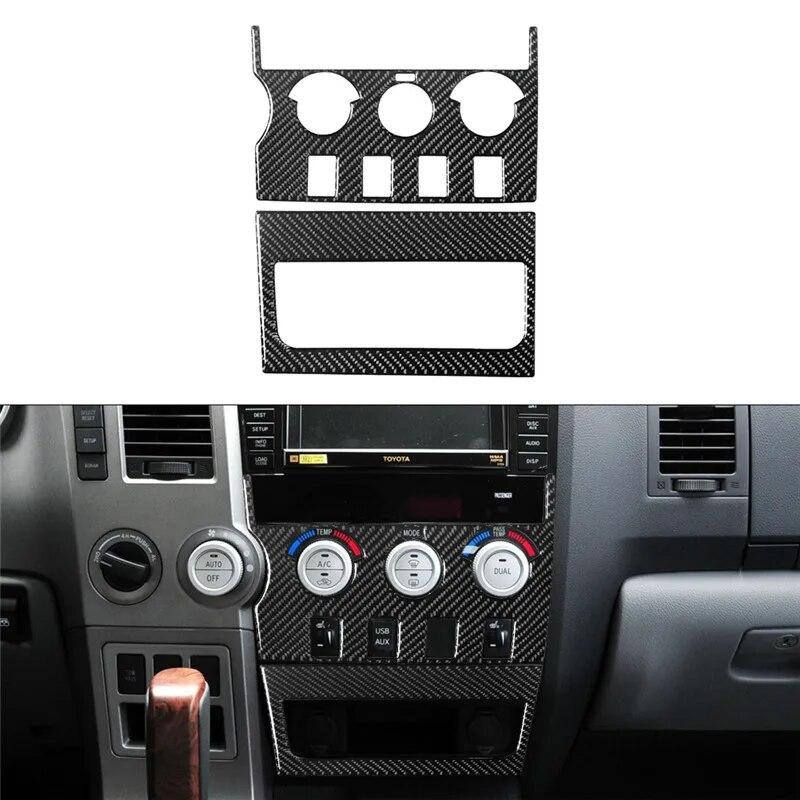Car Accessories Carbon Fiber Central Control Decorative Panel Strip Sticker Fits Toyota Tundra 2007-2013