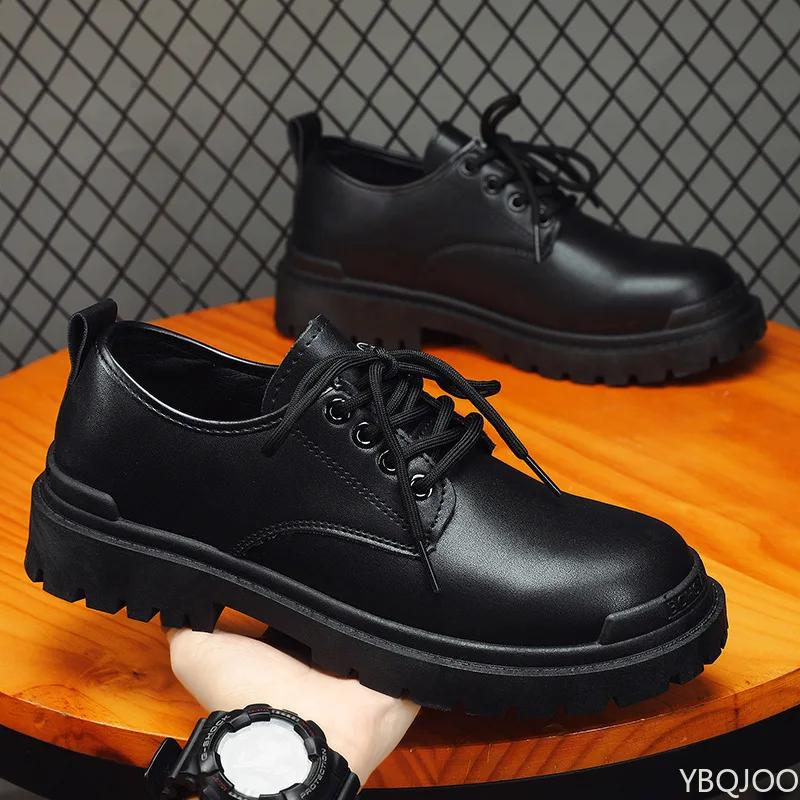 Spring New Men's British Style Black Short Boots Versatile Casual Low Cut Sports Vulcanized Shoes for Business Hombre