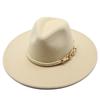 Cappello Stile Britannico 9,5 Cm Ampio Bordo Cappello a Cilindro di Lana da Uomo e Donna Caldo Cappello Jazz Perla