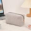 1pc Corduroy Makeup Bag Pencil Case Large Capacity Solid Stationery Storage Bag School Desktop Organizer Travel Lipstick Bag