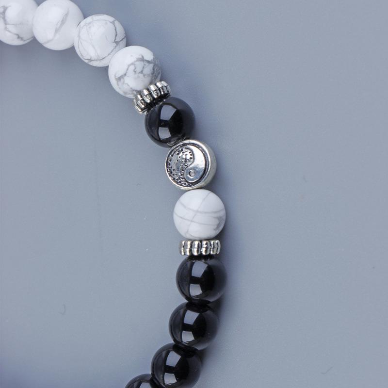Black and White Turquoise Tai Chi Yin Yang Beaded Bracelet
