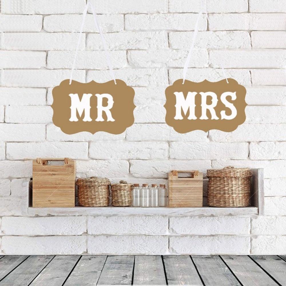 Vintage Mr&Mrs Chair Back Sign Rustic Groom&Bride Chair Pendant  Engagement Party Decorations