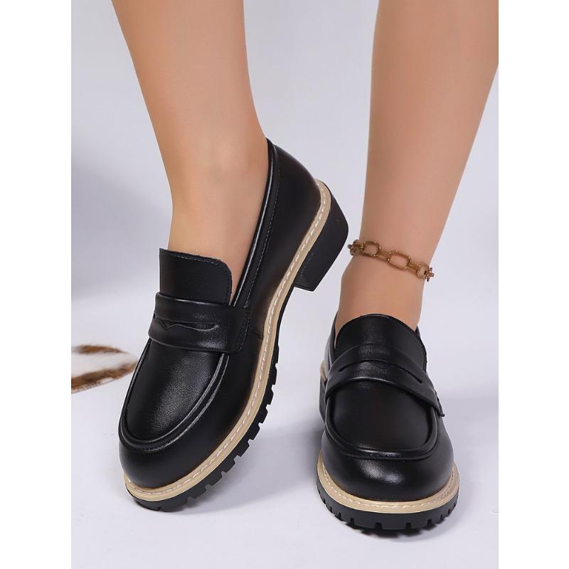 Damskie mokasyny ze skóry lakierowanej na bloku, rozmiary plus size, nowe jesienne skórzane buty w stylu brytyjskim