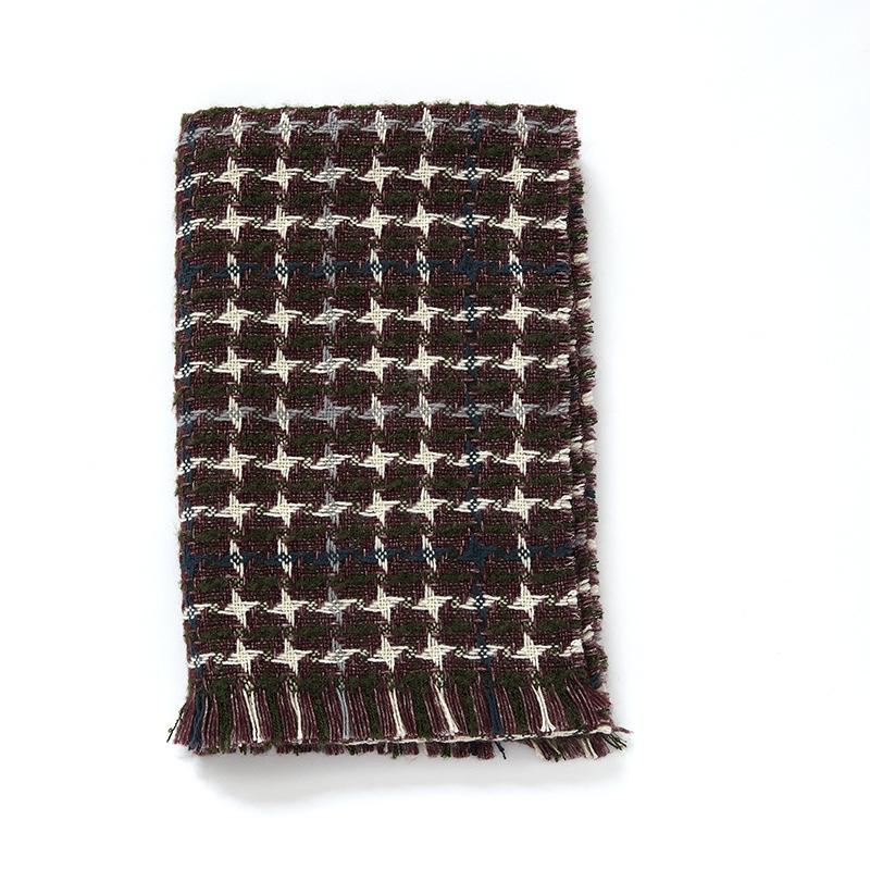 

New retro plaid thickened scarf women s autumn and winter warm fashion versatile scarf star pattern scarf