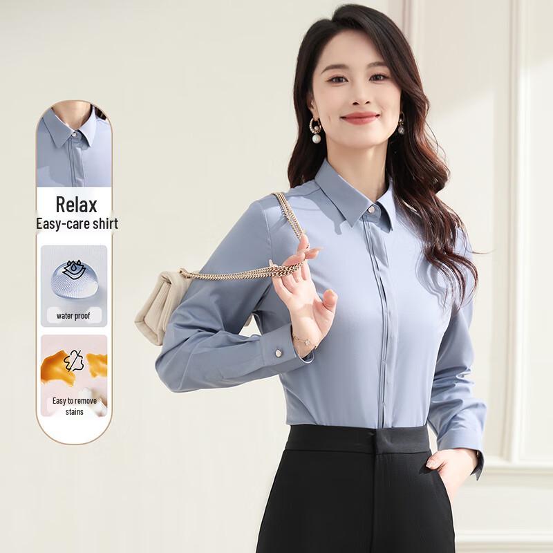 ROMON Women s Solid Long-Sleeve Commuter Shirt 99XCM42NC0190 41