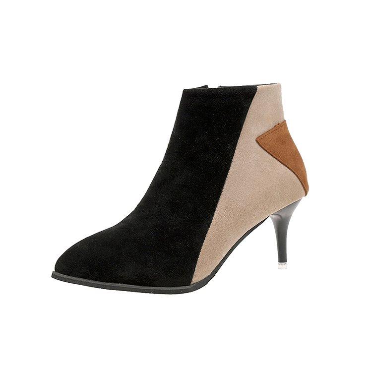 Mote ankel vinter kvinner Støvler 2 stil casual Komfortable støvler glidelås Høye hæler kvinner Støvler sko kvinner pumpsyhj89