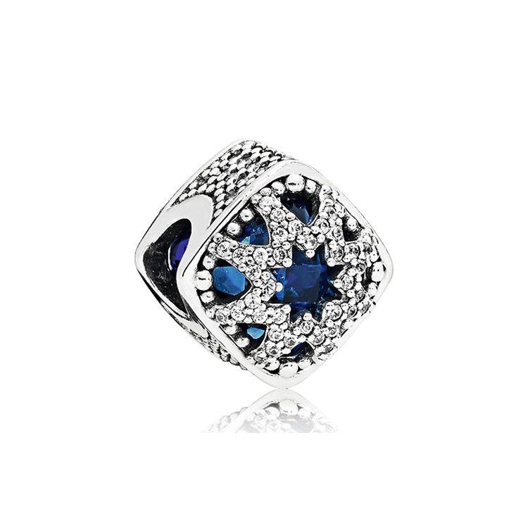 Pandora Frosted Flower Beauty 925 Silver Pendant Women pendant 796360NSB Box,F,Blue